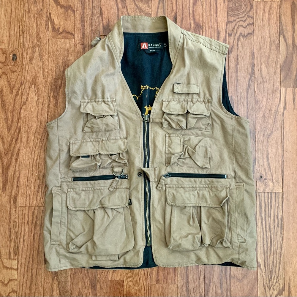 KAKADU TRADERS AUSTRALIA Men’s XL Concealed Carry Tan Canvas Zip Up Vest Outdoor
